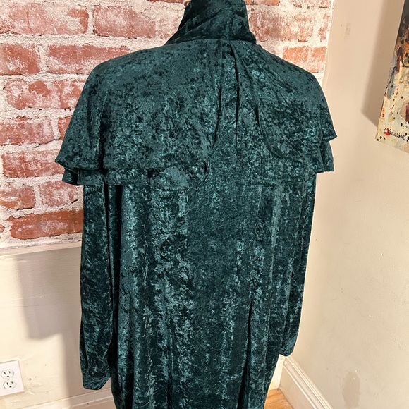 A Lacy Afternoon VTG  green crushed velvet open front lounger long house coat 2X - Picture 5 of 16